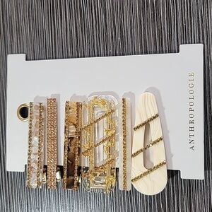 Anthropologie Acrylic And Gold Hair Clip Set